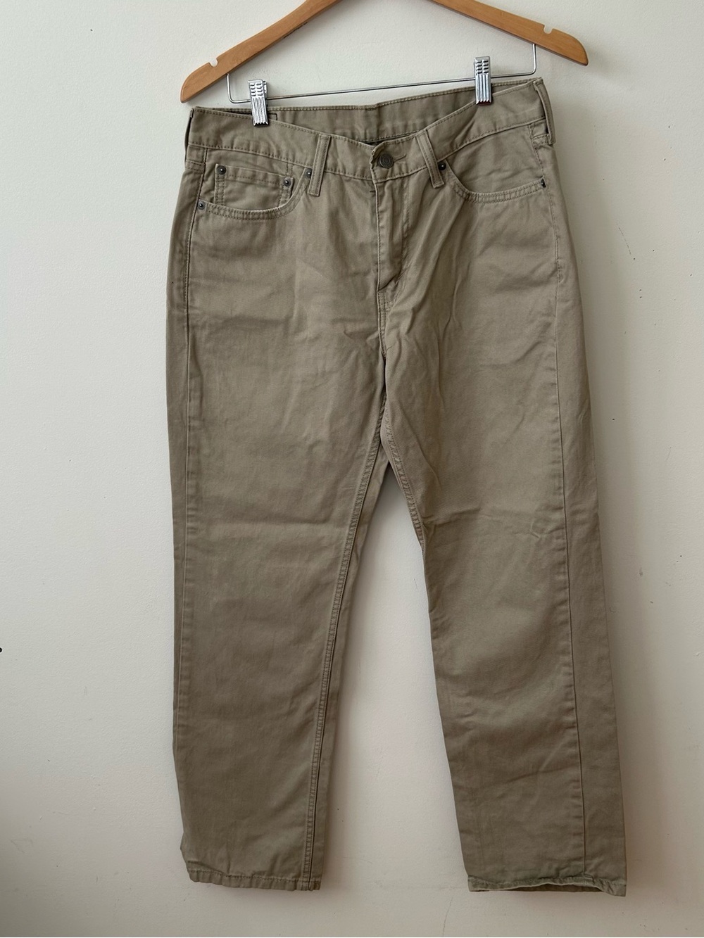 Levi’s 514 Khaki Pants Beige Black Label White Tag 100% Cotton Mens Size 33x30